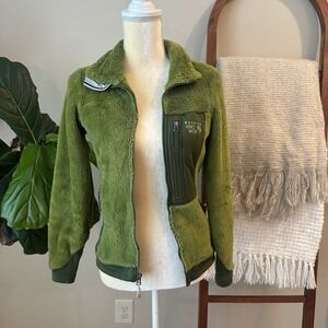 Mountain Hardware Womens Monkey Fur Fleece Jacket Size XS Green Small‎ Hike Ski